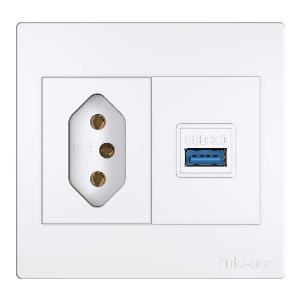 Fit classic tomada + USB branco
