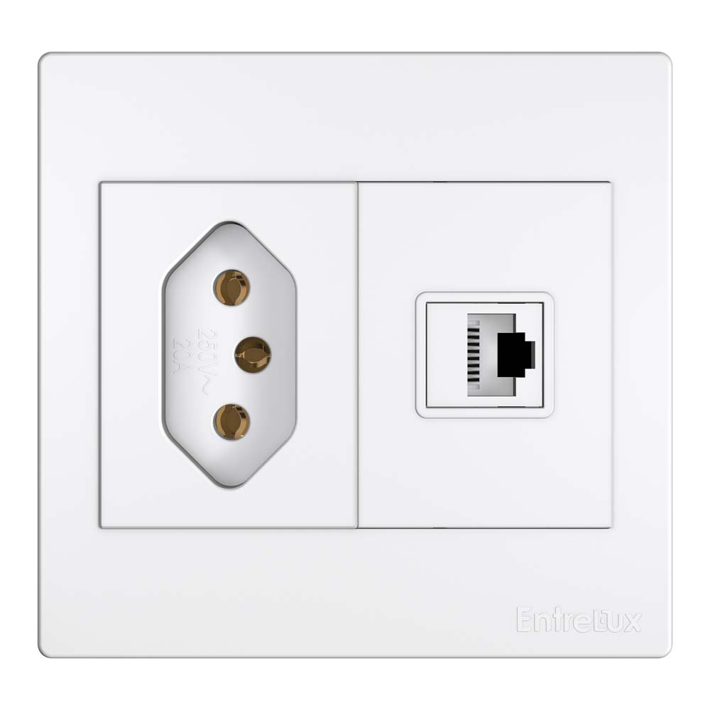 Fit classic tomada + entrada RJ11 branco