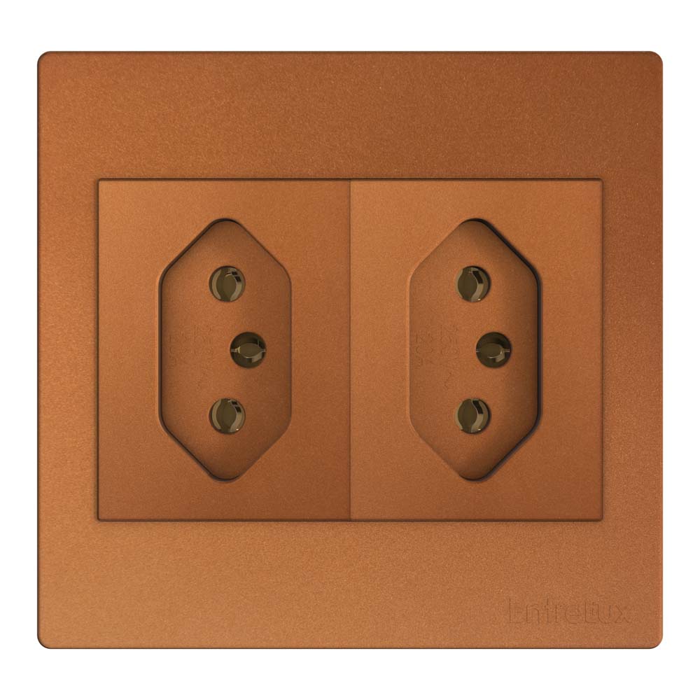 Fit  clean tomada dupla bronze