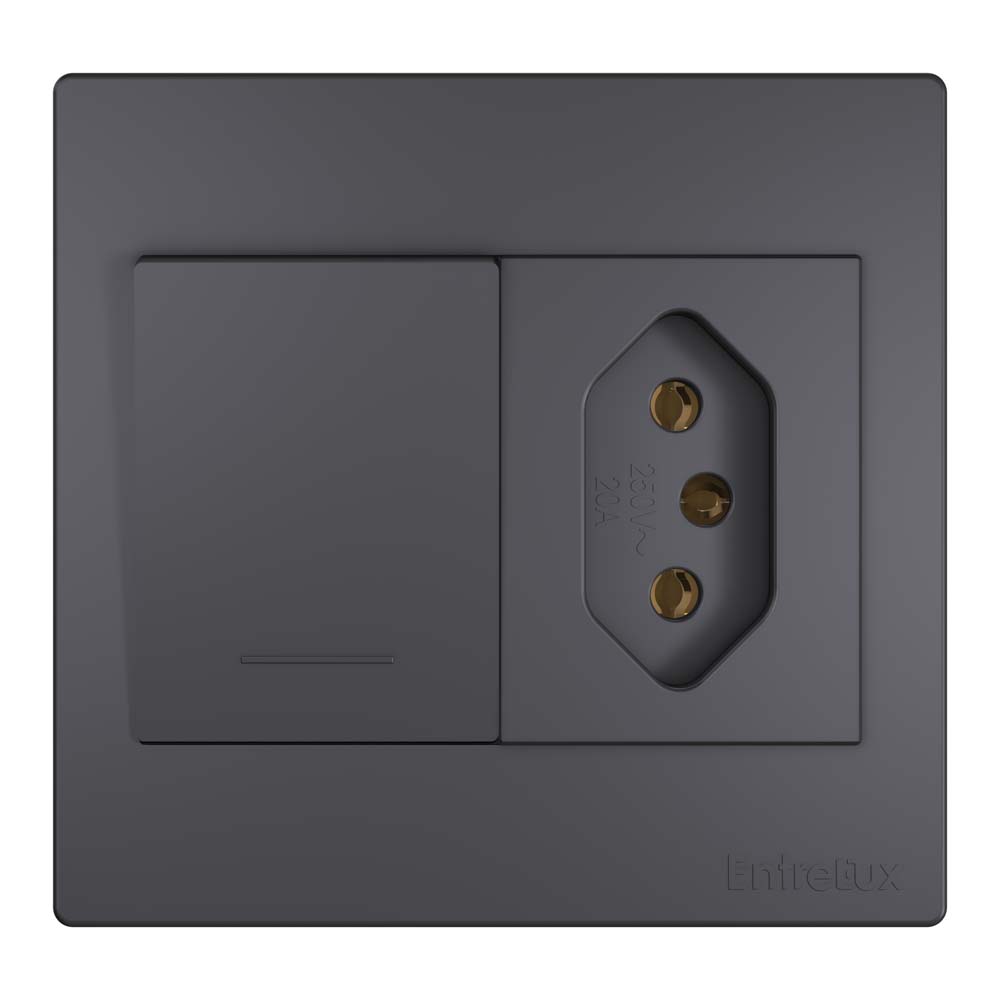 Fit soft interruptor + tomada grafite